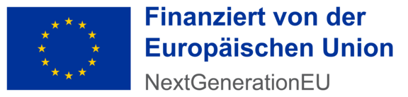 Logo Finanziert von der Europäischen Union, NextGenerationEU (links Europaflagge)
