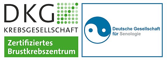 Das Logo der DKG Krebsgesellschaft Zertifiziertes Brustzentrum öffnet die Seite von Onkozert.