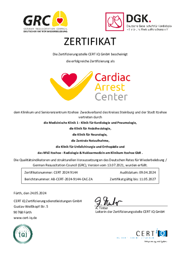 Zertifikat Cardiac Arrest Center 2024 - 2027